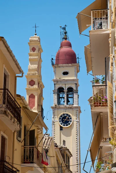 Corfú-Ciudad (Grecia): Campanario de la Iglesia de San Spyridon — Foto de Stock