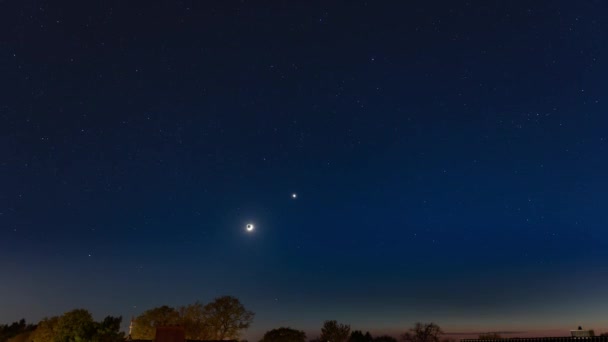 Time Lapse Night Sky Hamburg Tyskland April 2020 Planeten Venus — Stockvideo