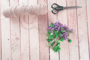 Campanula'lar bir buket oluşturma.