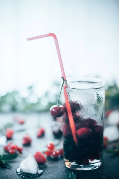 Summer cooling drink with fruit and ice.