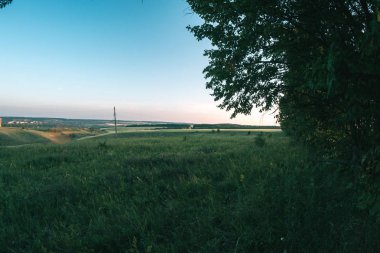 Gün batımı gün akşam peyzaj yaz çayır.