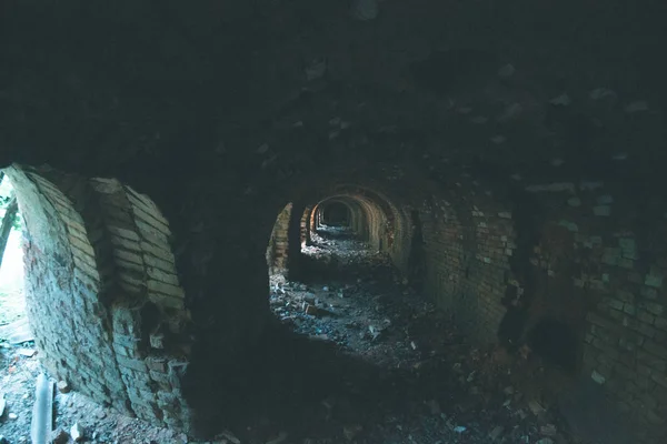 Brick tunnels of an old brick factory. — Stock Photo, Image