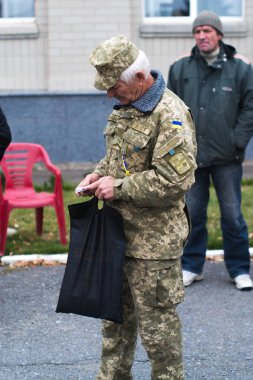 ATO askerler Ukrayna'da 2 Ekim 2017 protesto eylemleri için.