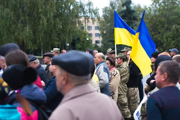 Protestactie in de Oekraïense stad in de regio Cherkasy op 2 oktober 2017 — Stockfoto