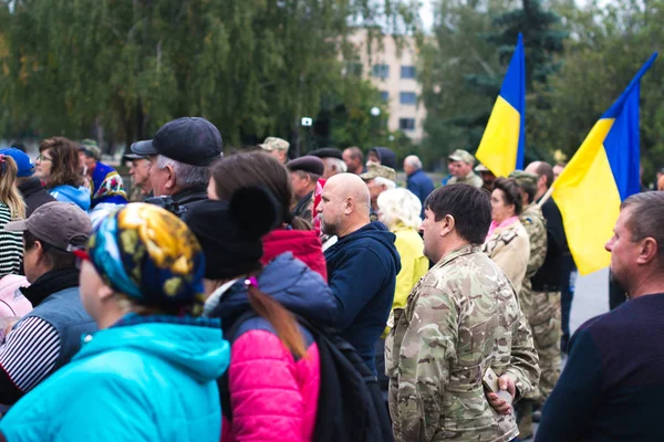 Protestactie in de Oekraïense stad in de regio Cherkasy op 2 oktober 2017 — Stockfoto