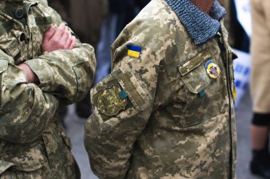 ATO askerler Ukrayna'da 2 Ekim 2017 protesto eylemleri için.