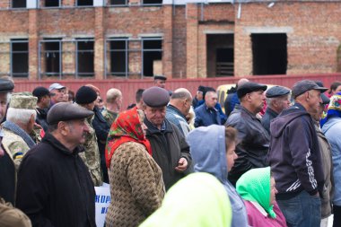 2 Ekim 2017 Cherkasy Bölgesi Ukraynalı kasabasında protesto eylemi