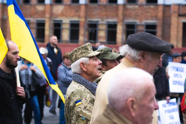 Ação de protesto na cidade ucraniana na região de Cherkasy em 2 de outubro de 2017 — Fotografia de Stock