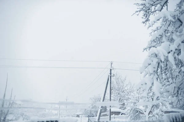 Winter snowfall in the village. Snowy collapse — Stock Photo, Image