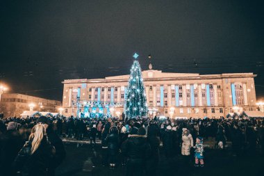 Ukrayna 'nın Cherkasy şehrindeki Noel ağacının açılışı, 19 Aralık 2018