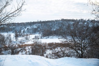 Akşamları kar altında kış parkı