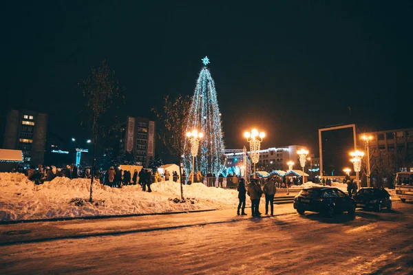 The opening of the Christmas tree in the city of Cherkasy, Ukraine, December 19, 2018 — 스톡 사진
