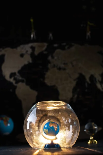 Earth under a glass bell. Quarantine, pandemic concept in the world COVID-19 — Stock Photo, Image