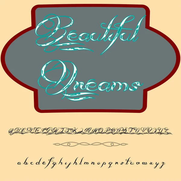 Kroju czcionki skryptu zestaw nazwanych piękne marzenia pędzlem malowane postacie małe i wielkie alfabet typografii czcionki odręczne skrypt dla swoich projektów — Wektor stockowy