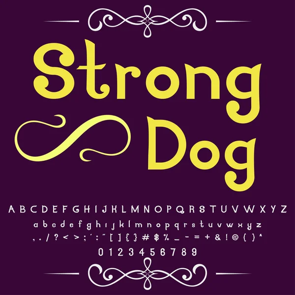 Font script typeface set named strong dog  Brush painted characters  lowercase and uppercase  Handwritten script font Typography alphabet for your designs — Stock Vector