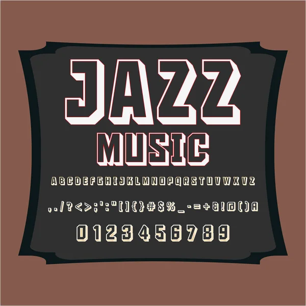Шрифт шрифта шрифт JAZZ MUSIC винтажный шрифт Векторный шрифт для этикеток и любых типов конструкций — стоковый вектор