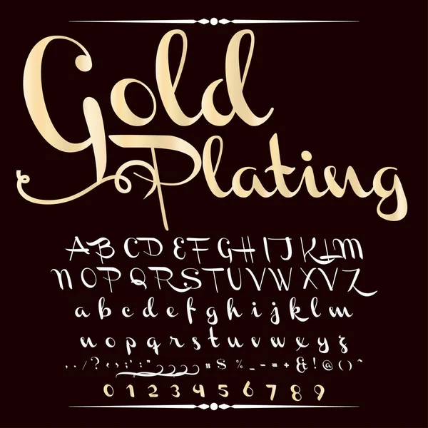 Шрифт Шрифт Шрифт с золотым покрытием шрифта шрифт Векторный шрифт для этикеток и любых типов конструкций — стоковый вектор