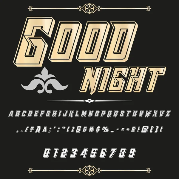 Schriftart Gute Nacht Vintage Schriftart Schriftvektorschrift für Etiketten und beliebige Schriftdesigns — Stockvektor