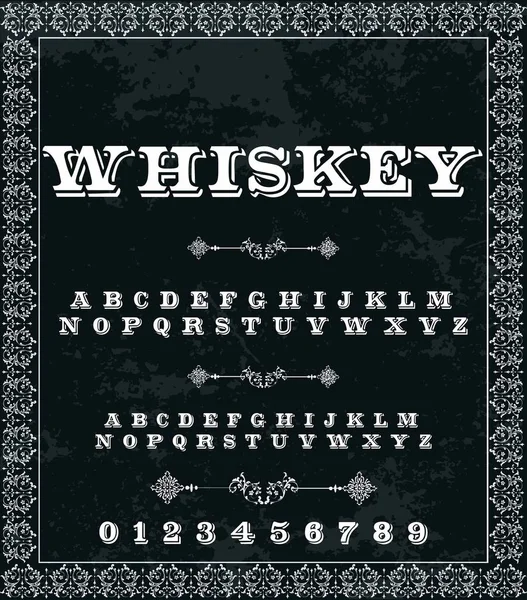 Script Font Typeface Whiskey vintage script font Tipo de letra vectorial para etiquetas y cualquier tipo de diseño — Vector de stock