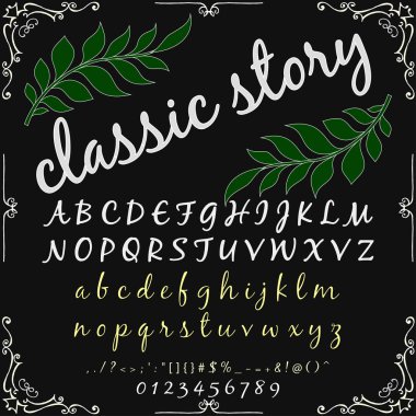 Komut dosyası yazı tipi yazı tipi klasik hikaye vintage komut dosyası yazı tipi vektör yazı etiketleri için ve herhangi bir türü tasarımları