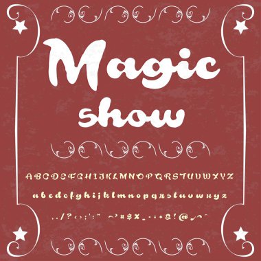 Elle çizilmiş yazı ayarla adlandırılmış Sihir gösterisi karakterleri büyük harf ve küçük harf Handwritten komut dosyası yazı tipi - tipografi - alfabe boyalı fırça-senin - tasarımlar için