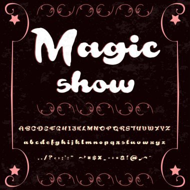 Elle çizilmiş yazı ayarla adlandırılmış Sihir gösterisi karakterleri büyük harf ve küçük harf Handwritten-komut dosyası yazı tipi tipografi-alfabe boyalı fırça-senin - tasarımlar için