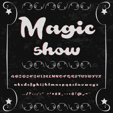 Komut dosyası yazı tipi Basma harf vintage Sihir gösterisi komut dosyası yazı tipi vektör yazı etiketleri için ve herhangi bir türü tasarımları