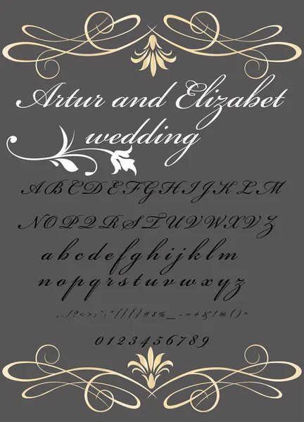 Script fonte Typeface Artur e Elizabet casamento vintage script fonte-vetor tipo de letra para rótulos e qualquer tipo de projetos — Vetor de Stock