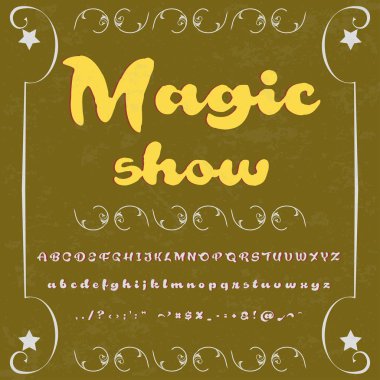 Yazı tipi komut dosyası yazı Sihir gösterisi vintage komut dosyası yazı tipi vektör yazı etiketleri için ve herhangi bir türü tasarımları