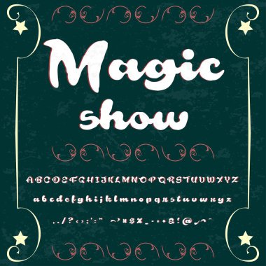 Magic adlı çizilmiş yazı göstermek fırça boyalı el karakterleri büyük harf ve küçük harf Handwritten-script-yazı tipi tipografi-alfabe-tasarımlarınız için