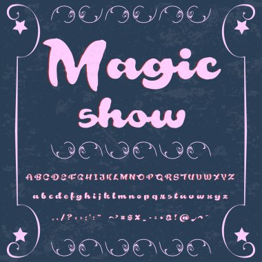Elle çizilmiş yazı adlandırılmış Sihir gösterisi fırça boyalı karakterleri büyük harf ve küçük harf el yazısıyla yazılmış komut dosyası yazı tipi tipografi alfabe kişisel tasarımlar için ayarla