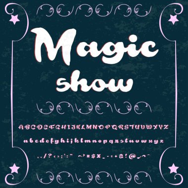 Magic adlı elle çizilmiş yazı göstermek boyalı karakterleri küçük harfe ve kişisel tasarımlar için elle yazılmış komut dosyası yazı tipi - tipografi - alfabe büyük fırça