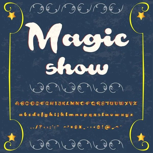 Elle çizilmiş yazı adlandırılmış Sihir gösterisi fırça boyalı karakterleri büyük harf ve küçük harf el yazısıyla yazılmış komut dosyası yazı tipi tipografi alfabe tasarımlarınız için ayarla