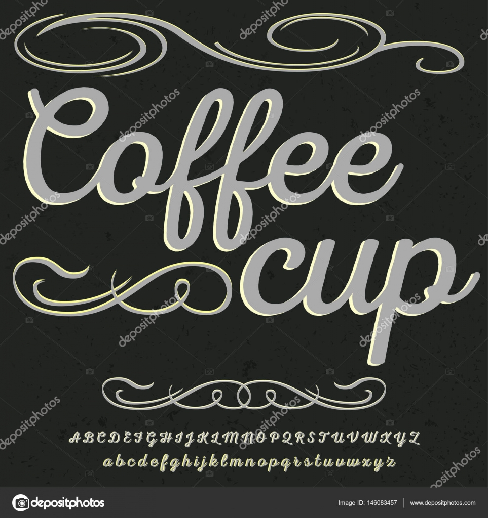 Download Free Font Script Typeface Vintage Coffee Cup Script Font Vector Typeface For Labels And Any Type Designs Stock Vector C Elnara Balayeva 146083457 Free SVG Cut Files.
