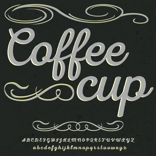 Police Script Typeface vintage Coffee cup script font police Type vectoriel pour étiquettes et tous types de dessins — Image vectorielle
