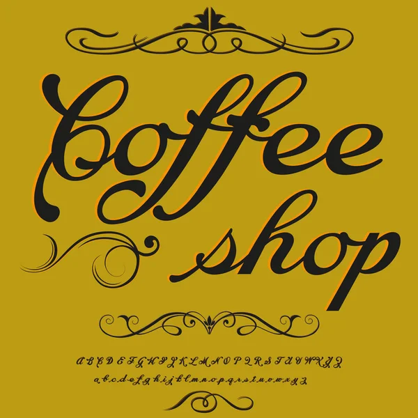 Font vector Script Typeface Coffee shop vintage-script font Vector typeface para etiquetas e desenhos de qualquer tipo — Vetor de Stock
