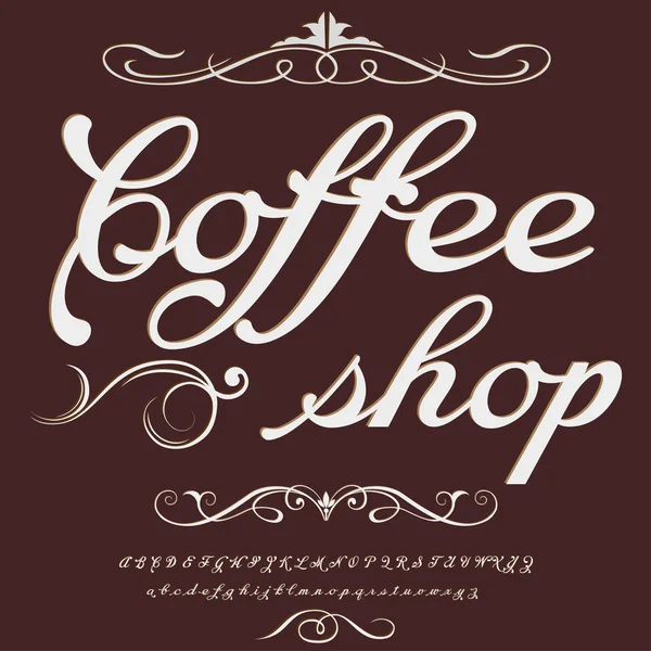 矢量字体脚本字体-咖啡商店老式脚本矢量字体标签和任何类型的设计 — 图库矢量图片