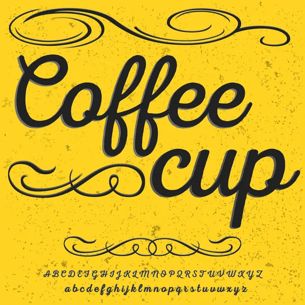 Script Font Typeface vintage Coffee cup script fonte Vector typeface para rótulos e qualquer tipo de desenhos —  Vetores de Stock