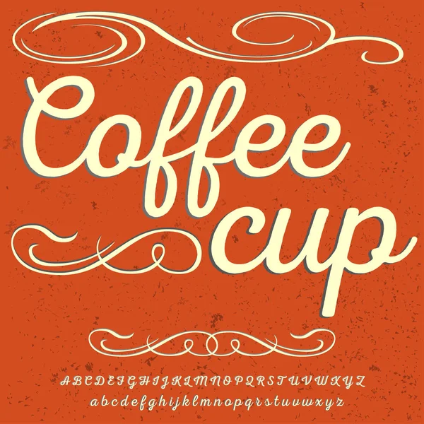 Script Font Typeface- vintage Coffee cup script font police Vector typeface for labels and any type designs — Image vectorielle