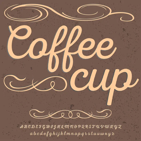 Script Font Typeface vintage Coffee cup-script font- Vector typeface for-labels and any type designs — Stock Vector