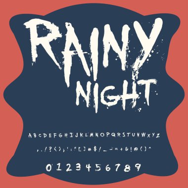 Komut dosyası yazı tipi yazı yağmurlu gece vintage komut dosyası yazı tipi vektör yazı etiketleri için ve herhangi bir türü tasarımları