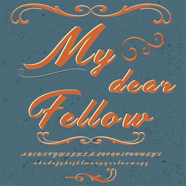 Font Script Typeface-vintage my dear fellow-script font Vector typeface for labels and any type designs — Archivo Imágenes Vectoriales
