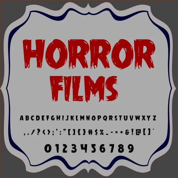 Script Font Typeface filmes de terror vintage script fonte Vector- tipo de letra para rótulos e qualquer tipo-projetos —  Vetores de Stock