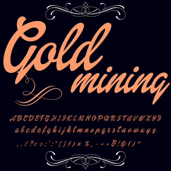Script Font Typeface Gold mining vintage script font Vector typeface-for labels and any type designs