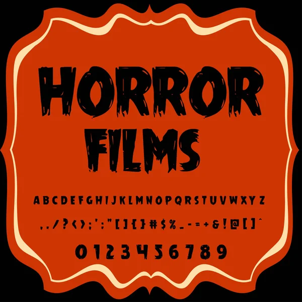 脚本字体恐怖电影老式脚本矢量字体标签和任何类型的设计 — 图库矢量图片