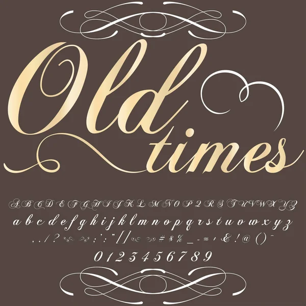 Шрифт шрифта Шрифт Шрифт шрифта "Old times" Векторный шрифт для этикеток и любых типов конструкций — стоковый вектор