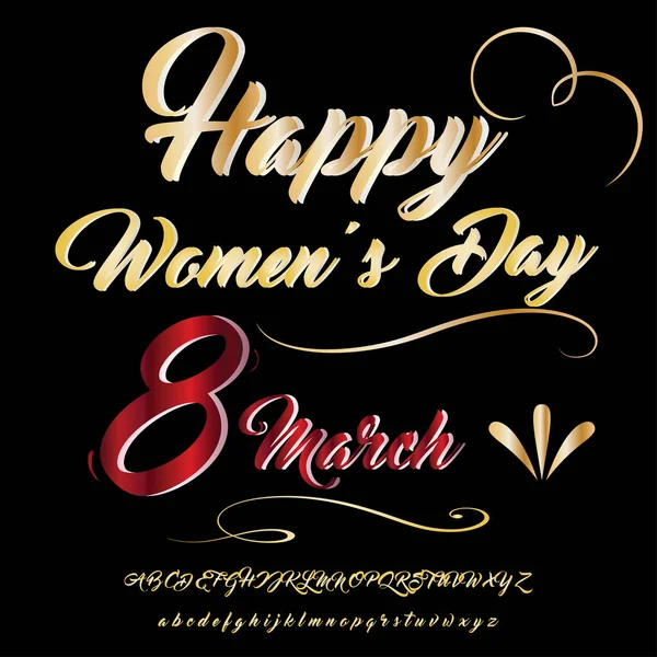 Caratteri calligrafia scritti a mano denominati Women's Day Typeface, Script, Old style - vintage — Vettoriale Stock