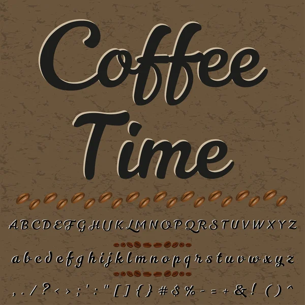 Font Script Typeface coffee time vintage script font police Vector typeface pour étiquettes et tous types de dessins — Image vectorielle