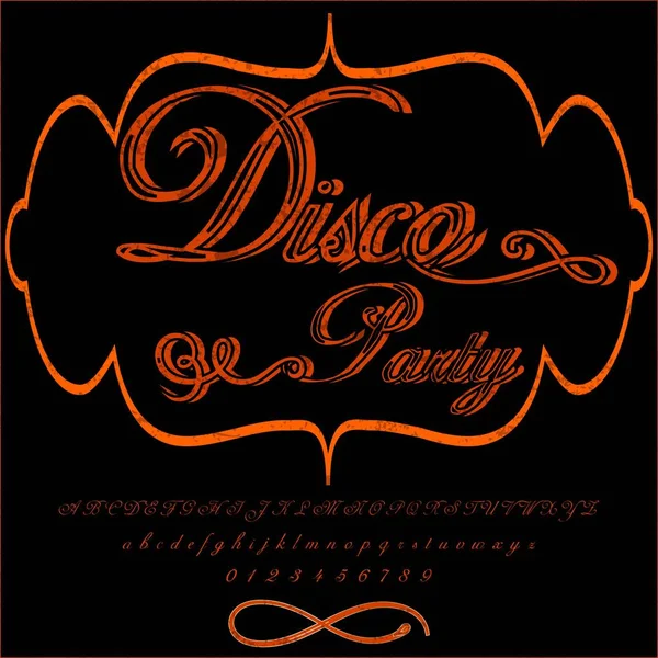 Hand getekende lettertype instellen benoemde disco party penseel geschilderd tekens zowel hoofdletters als kleine handgeschreven - script lettertype typografie-alfabet voor uw - ontwerpen — Stockvector