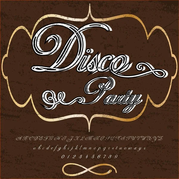 Disco party Font Script -Typeface  vintage script font Vector typeface for- labels and any type -designs — Stock Vector
